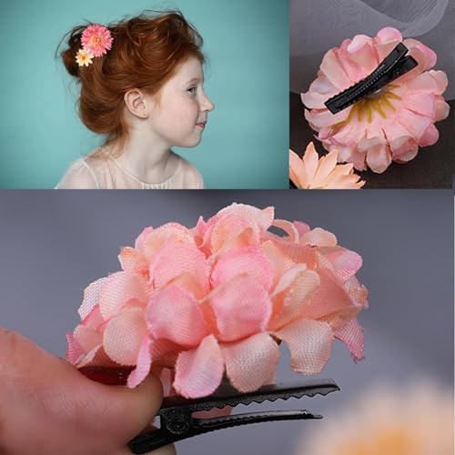 21 PCS Flowers Hair Accessories for Women and Girls Boho Hair Barrettes Clips Floral Rose Bride Headpiece for Wedding Festival - color: Pink, size: 1 Count (Pack of 21)
