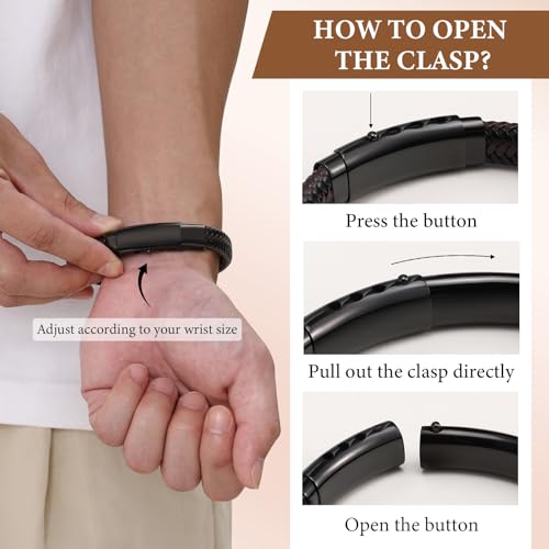 MEALGUET Men's Bracelets Gifts for Men - Brown Braided Leather Infinity Knot Bracelets Engraved Love Massage for Son Man Husband Boyfriend, Mens Bracelet Jewelry Gift for Birthday Valentine's - style: *** Customized it ***