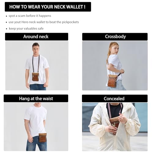 LANNSYNE Full Grain Leather Travel Wallet, Leather Cell Phone Belt Bag, Waist Pack Pouch, Neck Wallet Travel Pouch and Passport Holder for Men and Women Keep Valuables Safe - color: Yellow