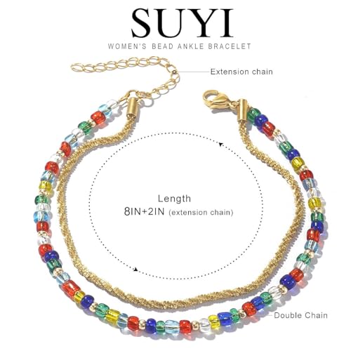 Suyi Anklet Bracelets for Women Boho Beaded Ankle Bracelet Beach Anklets