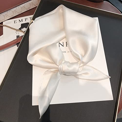 Ciormis 100% Mulberry Silk Scarf-Women's 21''/27''Square Silk Hair Head Scarf Neckerchief with Gift Packaged - color: 21''x 21''-style 05-ivory