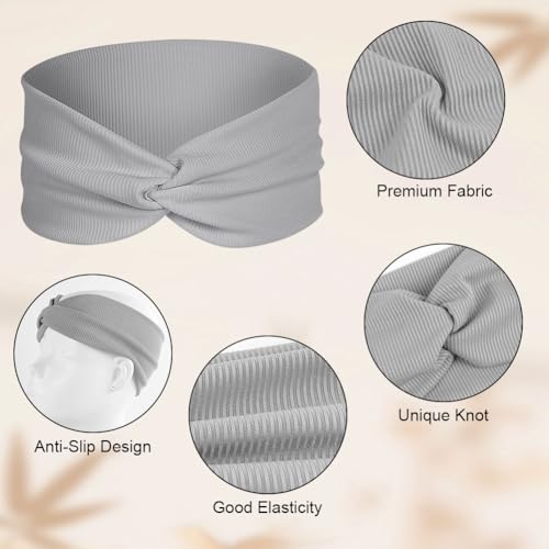8 Pack Headbands for Women's Hair, Elastic Wide Head Bands, Soft Fabric, Vintage Fashion Headbands, Headband Boho Fashion Knotted Head for Sports, Yoga, Skincare, Outdoor Occasions - color: #B - 8pc