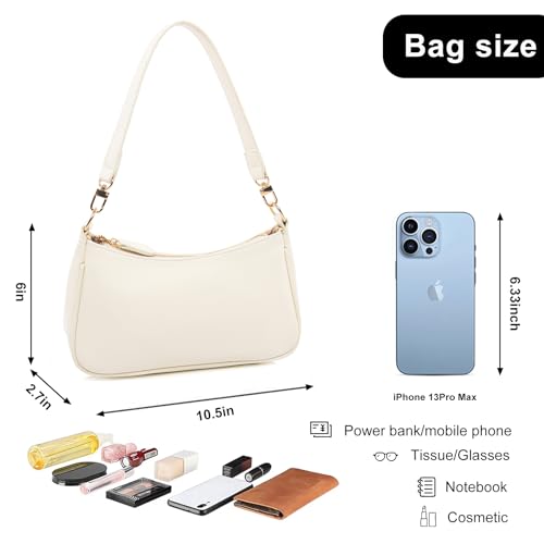 Shoulder Bag for women Crossbody Bags Retro Classic Small Hobo Purse Clutch Tote Handbags with Zipper Closure - color: Beige