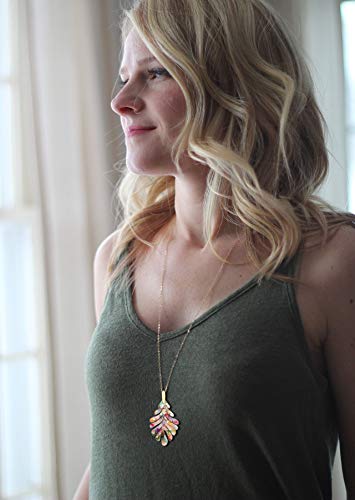 ARATLENCH Acrylic Pendant necklace Earrings – Long Statement Leaf Charm Necklace Tortoise Resin Palm Leaf Earrings Fashion Necklaces Earrings for Women - color: Floral