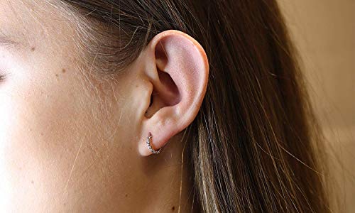 DECADENCE Sterling Silver Polished Endless Textured Roped Hoop Earrings for Women | 1.75mm Round Hoop Earrings | Secure Cartilage Tube Closure | 14k Shiny Classic Earrings
