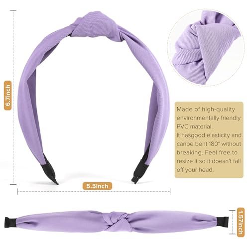DiyJibb Headbands for Women Girls - 6PCS Stylish Top Knotted Headbands - Knotted Headband for Women - Head Bands Wide Hairband Hair Accessories - color: Light purple, light yellow, light green, light blue, light pink, white