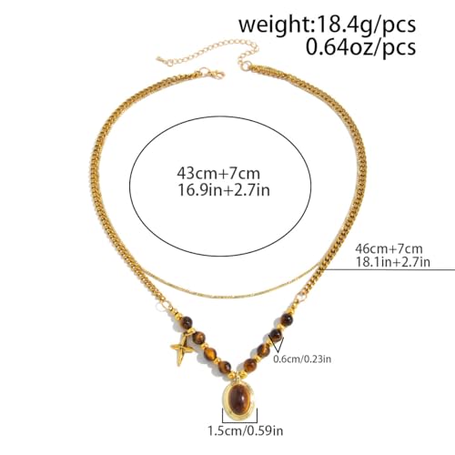 Boho Layered Necklace for Women Stacked Crystal Chain Necklace Beaded Pendant Boho Necklace Trendy Dainty Jewelry - color: StyleB