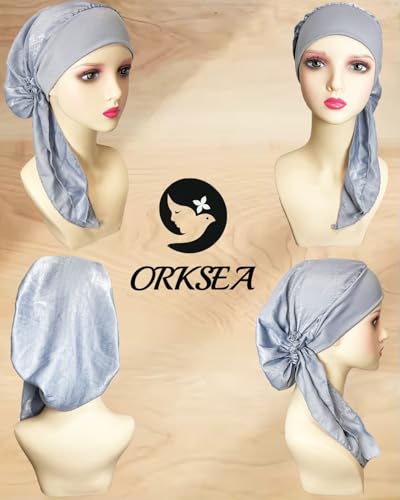 Chemo Headwear for Women Head Scarf Headwraps Silky Soft Turbans for Women Cancer Hats Chemo Beanie Coverings Scarves - color: B Bright Silver