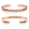 Carviell Bracelet - Gifts for Women – Inspirational, Friendship, Love, Mom, Daughter, Sister, Christian, Graduation, Memorial & Wedding Gifts – 100+ Phrases – Stainless Steel, Gift-Ready - style: BADASS Gift - You are a B*D*SS - ROSE GOLD