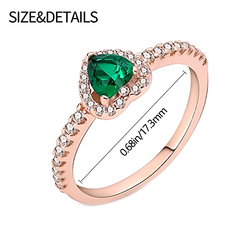 KUNSIR 925 Sterling Silver Rings Classic Cubic Zirconia Eternity Promise Statement Anniversary Wedding Bands Engagement Rings for Women Infinity Forever Love Ring Size 7-9 - style: Green Stone Ring