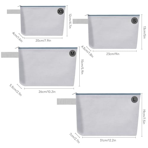 10 Pieces Cotton Canvas Makeup Bag with Bottom and Strap, Multi-Purpose Cosmetic Bag with Zipper Travel Toiletry Pouch, Blank DIY Craft Bag (Grey, L) - color: Grey, size: L