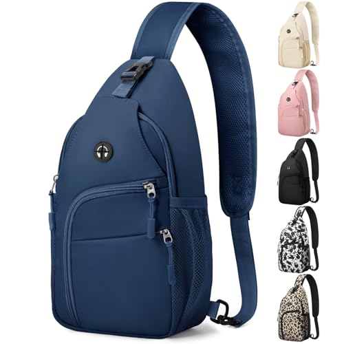 Pritent Crossbody Bags for Women Man Waterproof Sling Bag Backpack Trendy Casual Cross Body Bag with Convertible Shoulder Strap Chest Bag for Camping Hiking Travel Essentials (Teal blue, Medium) - color: Teal Blue, size: Medium