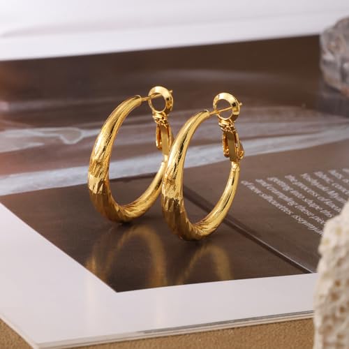 Gold Hoop Earrings for Women 14K Gold Plated Hoop Earrings Set, Large Medium Small Hoop Earrings Lightweight Hypoallergenic Huggie Statement Jewelry Gift for Women - color: Gold-B