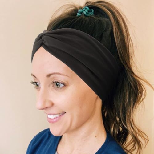 DRESHOW 8 Pack Headbands for Women Yoga Knotted Headbands Elastic Criss Cross Hair Accessories Sports Head Wrap Non Slip - color: 8 Pack: Midnight Black