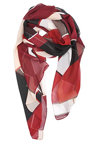 YOUR SMILE Ladies/Women's Lightweight Floral Print/Solid Color mixture Shawl Scarf For Spring Summer season - color: Check/Red Black