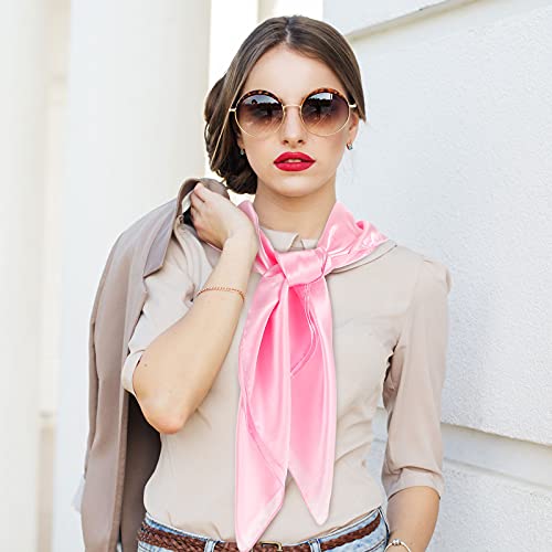 SATINIOR 35 Inch Silky Head Scarf 2 Pcs Large Square Neck Scarf Sleeping Hair Wrapping Satin Bandana for Women - color: Pink, style: Classic