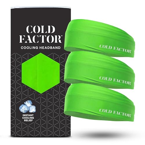 COLD FACTOR Cooling Headband for Women and Men – UPF 50+ Advanced Evaporative Comfort, Instant Cooling Sweatband for Outdoor Sports, Fitness, Yoga, Hiking, Running, and Workout - color: Lime