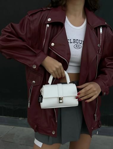 MOON CANTA Mini Crossbody Bag for Women – Small Faux Leather Shoulder Purse with Gold Lock, Elegant Design for Daily Use - color: White