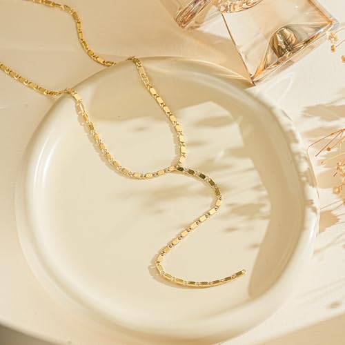 14K Gold Plated Layered Lariat Necklace for Women - Waterproof Non-Tarnish Dainty Gold Chain Necklace, Long Boho Statement Jewelry for Wedding, Prom, Summer Vacation Gifts - color: Y Necklace-Gold