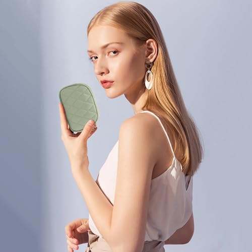 SENDEFN Women's Coin Purse Genuine Leather Wallet Small 2 Zippers Change Pouch Purse with Keychain Ring - color: 2-Green