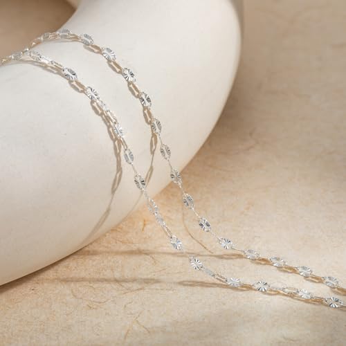 Tewiky Sterling Silver Plated Ankle Bracelets for Women,Dainty Layered Waterproof Anklet for Women Adjustable Sparkly Herringbone Beaded Rope Chain Set Stackable Cute Summer Beach Jewelry Gift - color: silver3