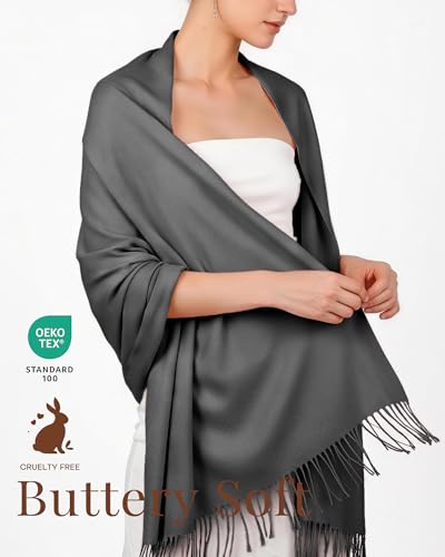 FURTALK Pashmina Shawl Wraps for Women Evening Dresses Blanket Scarves Fashion Scarf Wedding Gifts - color: Grey