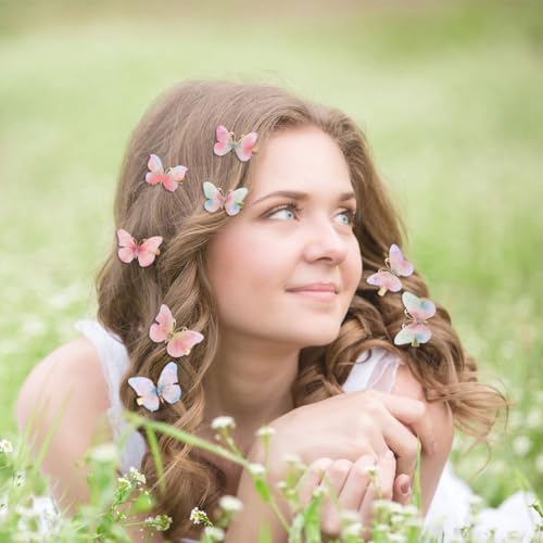 18Pcs Rhinestone Butterfly Hair Clips for Teens Women, Y2K Glitter Hair Jaw Clips, Cute Headwear Gifts for Wedding and Back to School - color: Bight Style
