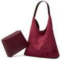 Womens Fashion Suede Shoulder Bags Large Tote Bag Retro Purse Handbag Casual Work Ladies Top Handle Satchel - color: A-wine Red
