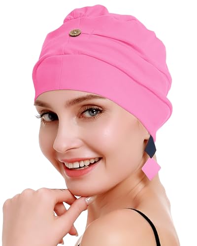 osvyo Cotton Chemo Turbans for Women Cancer Hairloss hat - Cotton Lightweight Headwear Sealed Packaging - color: Cotton Fuscia Pink