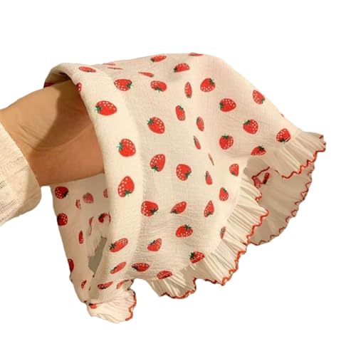 Women's Lace Bandana Headband, Vintage Gingham Triangle Scarf with Bow, French Retro Style for Boho Chic & Casual Outfits (14-Red strawberry, One Size) - color: 14-Red strawberry
