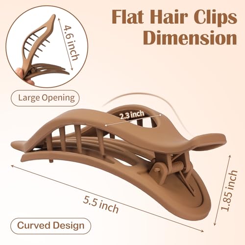 5.5 Inches Extra Large Flat Hair Clips for Women, 4 Pack XL Big Claw Clips for Thick Hair, Oversized Matte Strong Hold Non-slip Flat Claws, Neutral Colors - color: 4 Neutral Colors-XL