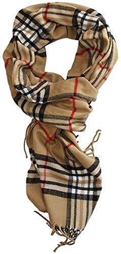VERONZ Super Soft Classic Cashmere Feel Winter Scarf - color: Camel Plaid