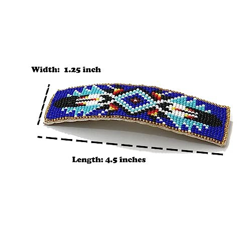Beaded Hair Clips Native American Style Handmade Collection (Blue) - color: Blue