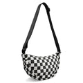 Nylon Crescent Crossbody Bag for Women Purses Trendy Men,Small Travel Sling Bag Hobo - color: Checkered-black, size: Small