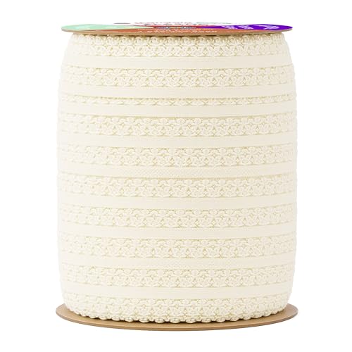 Mandala Crafts Ivory Stretch Lace Soft Elastic Trim Roll - 55 Yards 1 Inch Wide Stretchy Frilly Picot Ribbon for Sewing Lingerie, Headbands, Underwear, and Crafts - color: Ivory