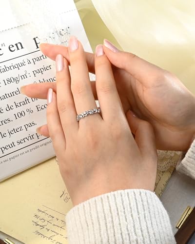 Silver Moon Star Cubic Zirconia Open Ring Boho Stackable Adjustable Ring for Women Boho Jewelry