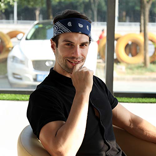 Cotton Bandanas for Men & Women Paisley Cowboy Bandana Handkerchiefs for Hair 22x22 - color: 3pcs Black/Red/Navy