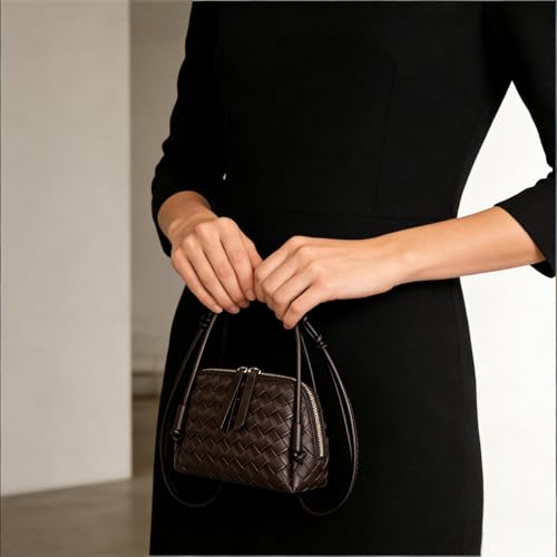 JYG Woven Crossbody Bags for Women PU Leather Handwoven Shoulder Bag Mini Satchel Purses with Adjustable Strap 2026 - color: Coffee