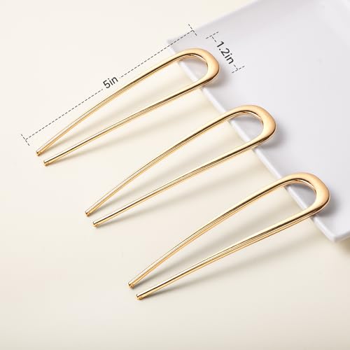 3 PCS French Hair Pins for Women, Metal Hair Pins for Buns, French Twists and Updos, Hair Styling Pins for Thick and Thin Hair, Gold Hair Accessories - color: Gold