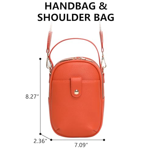 Vegan Leather Crossbody Bag for Women, Multi Compartment Lightweight Shoulder Purse, Casual Daily Crossbody Bag - color: Orange