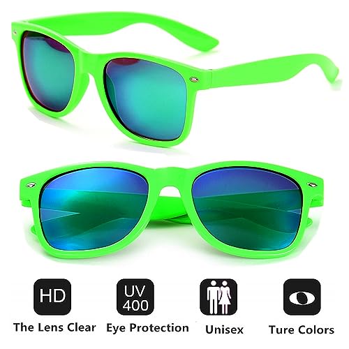 Eyegla Sunglasses Bulk Party Sunglasses Pack 80s Shades Eyewear Set for Men Women 8/10/20/30Pack - color: Green 10 Pack