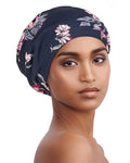 Alnorm Hair Cover Bonnet Satin Sleep Cap Large Slouchy Beanies for Women Lightweight Gray Red - color: Gray Red