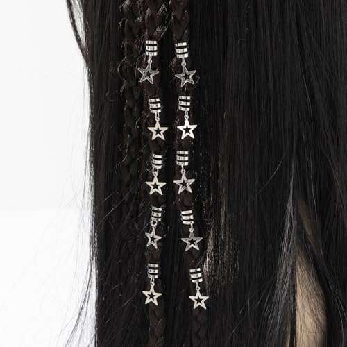 20Pcs Hollow Star Hair Clips | Silver Hair Jewelry Rings & Cuffs for Braids, Dreadlocks | Boho Hair Accessories for Women | Festival Braiding Beads Charms - color: Silver