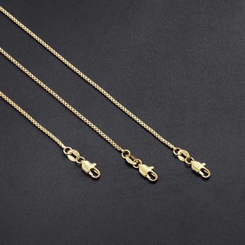 925 Sterling Silver Chain for Women, Diamond Cut 1mm Box Chain Lobster Claw Clasp Silver Jewelry Gifts for Women Mom Girlfriend - color: Gold, size: 16 Inches