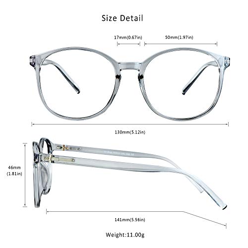 LifeArt Round Blue Light Blocking Glasses, Computer Glasses, Gaming Glasses, TV Glasses for Women Men (Clear Gray, No Magnification) - color: 09_days_clear Grey, size: +0.00(No Magnification)