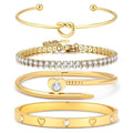 18 K Gold Plated Love Bangle Bracelet Stack Cuff Jewelry for Women Jewelry Set for Women Gift with Box - style: style22