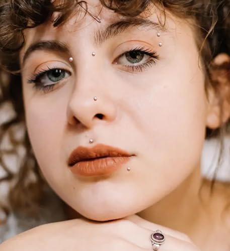 MODRSA Fake Nose Stud Fake Nose Ring Stud Fake Nose Piercing Fake Lip Ring Fake Earrings Stud Silver Gold Fake Cartilage Helix Earring Clip on Earring Hoop Fake Eyebrow Ring Fake Bridge Piercing - color: 1-2 style studs -silver gold