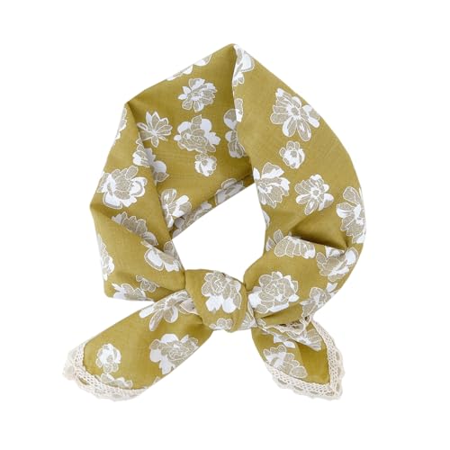 Soft Cotton Like Lace Bandana Headband, Head Wrap, Protective Coverage, Hair Neck Scarf for Women 24 x 24 inch - color: Cas018 - White Flower Y