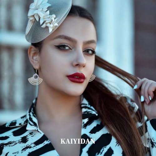 Silver Dangle Earrings For Women Trendy,Boho Cute Drop Western Earings,Vintage Gothic Ethnic Statement Beach Vacation Long Earrings with Leaf Teardrop Turquoise Crystal Tassels,Fashion Jewelry Birthday Gift. - color: A13) Hollow out Fan shaped