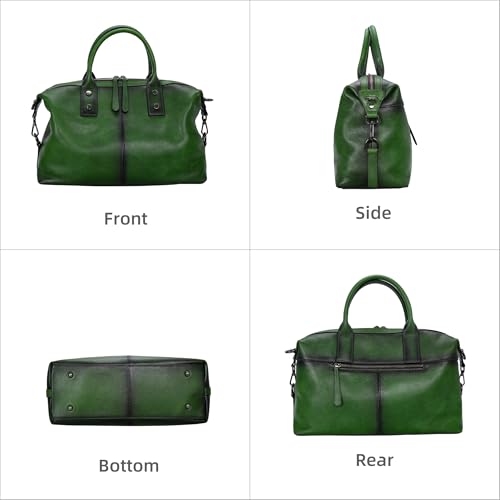 Iswee Genuine Leather Satchel Tote Bag Top Handle Handbag Designer Shoulder Bag Large Capacity Cross Body Bag - color: Green